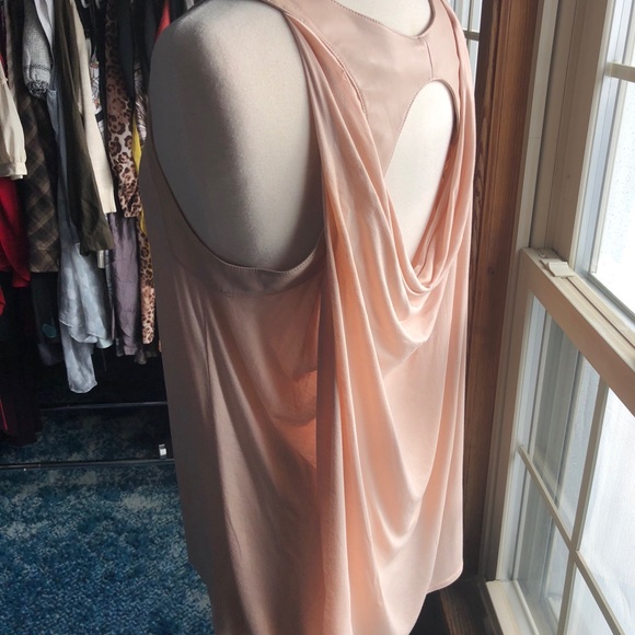 BCBG Blush Open Back Top w Leather Front! - Picture 3 of 8